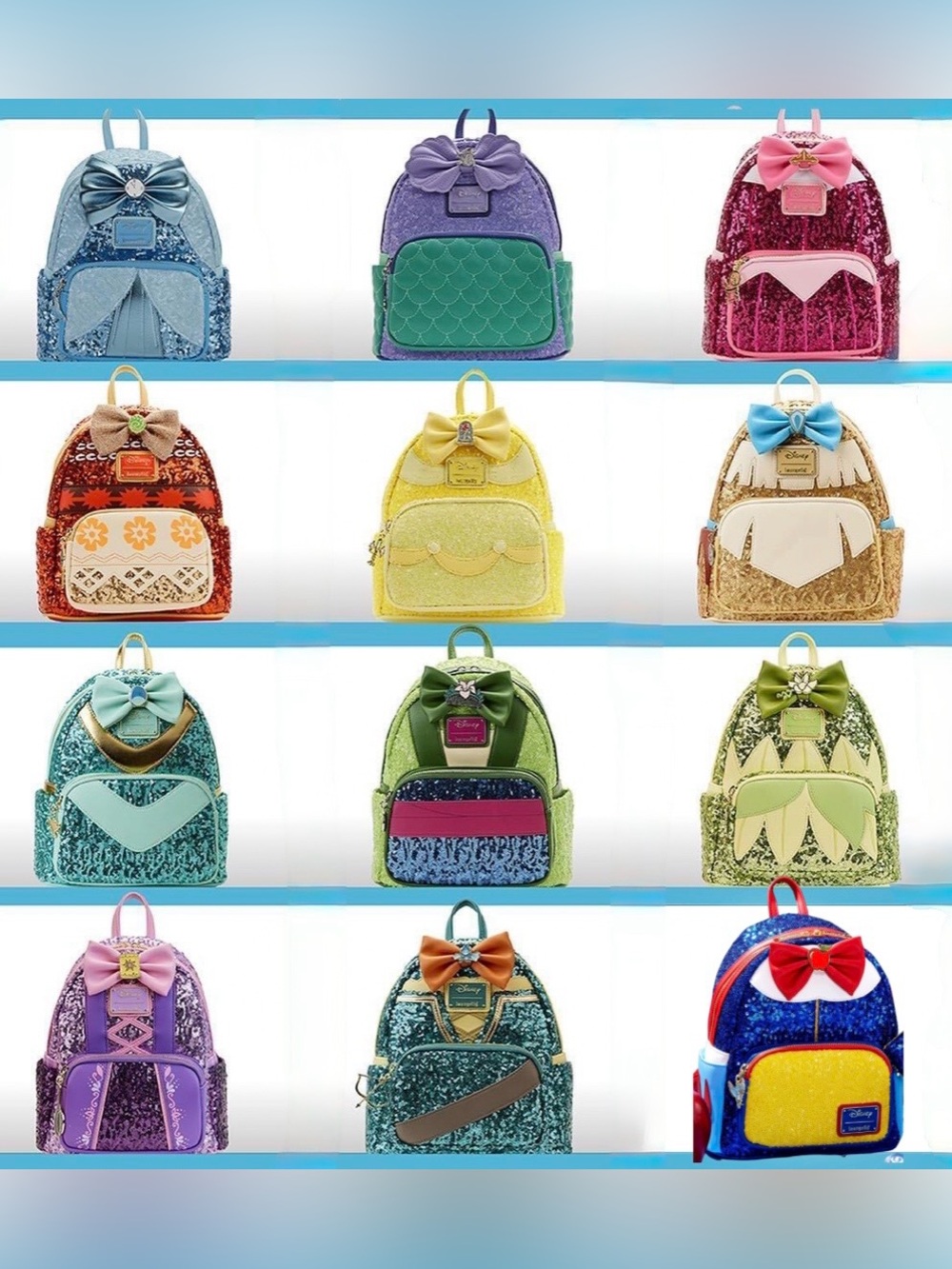 Loungefly Mini Backpacks & Wallets Disney Princesses Dresses complete series